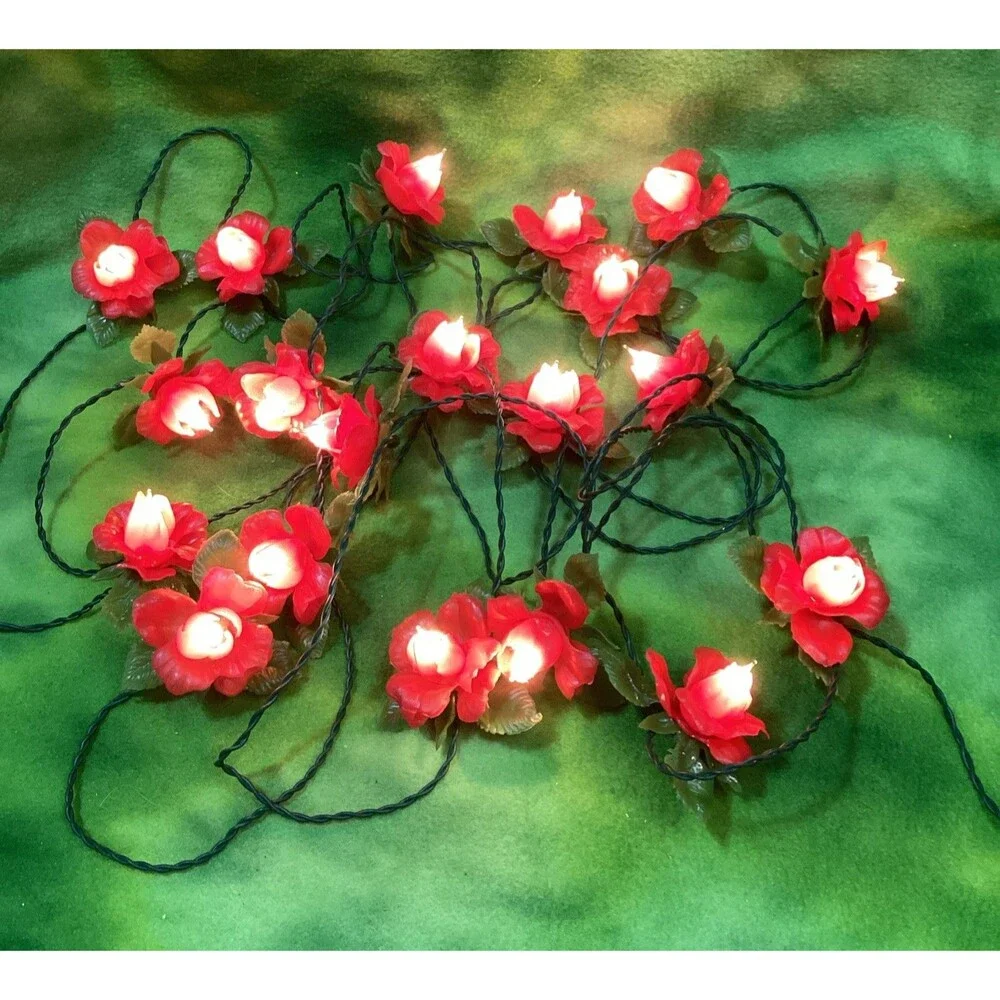 Vintage Trim-A-Teria 20 Italia Rosebud Roses Lite Christmas Lights 2 Strings